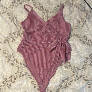 Forever 21 Pink Velvet Bodysuit